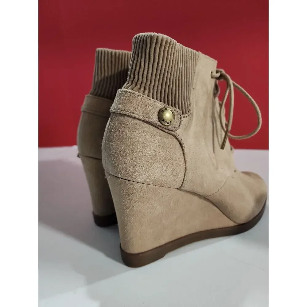 Womens MICHAEL KORS 160260 Beige Suede Wedge Boots sz. 10 M
